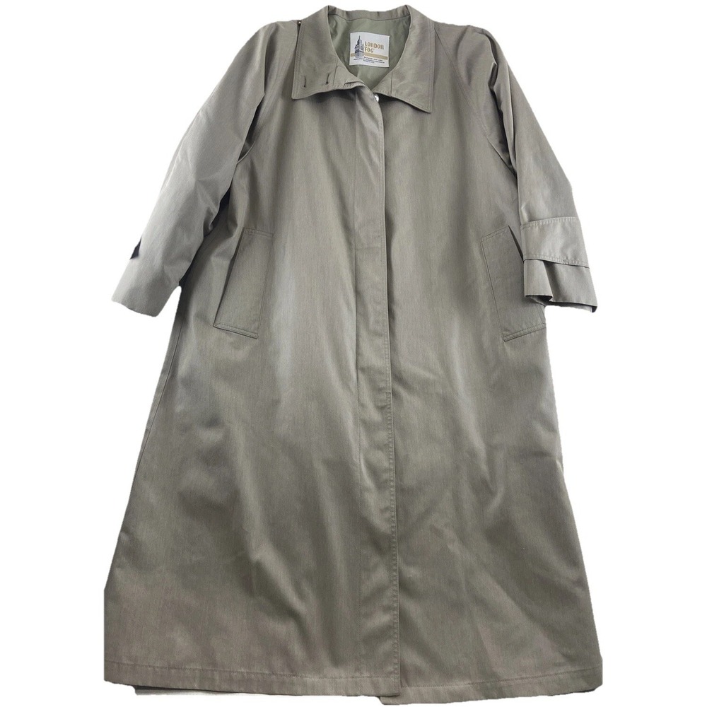 London Fog‎ by Wamsutta Trench Coat Womens Size 12P Sage Green Classic NWOT